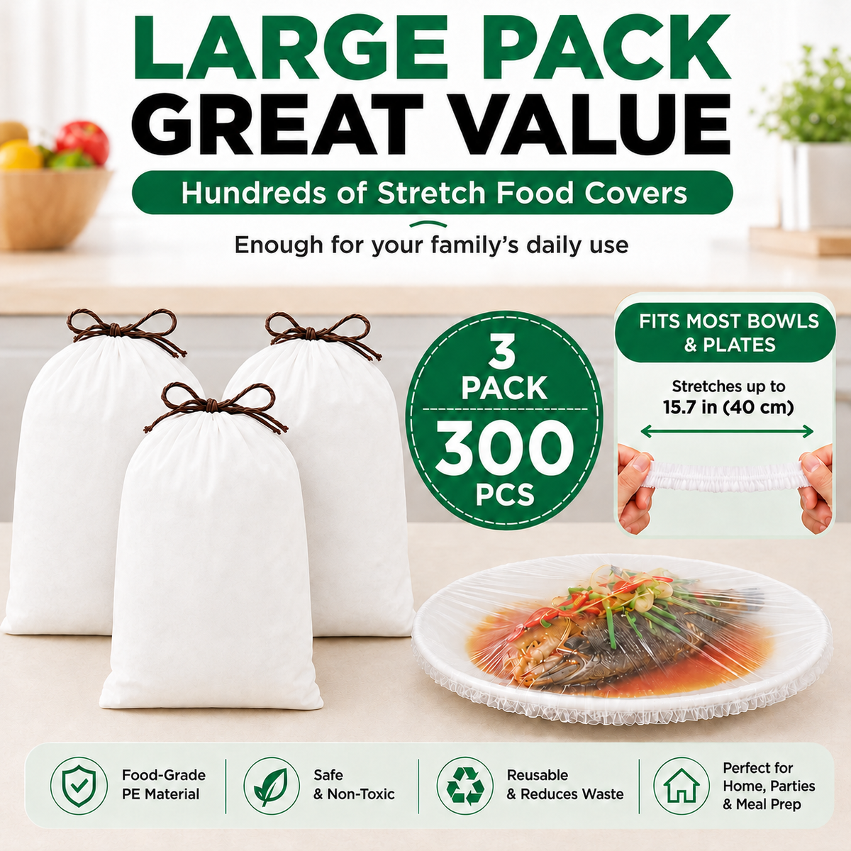 🔥LAST DAY 49% OFF🔥🍽️ Elastic Stretch Bowl Covers 🔁Disposable Microwave Safe Food Storage Covers
