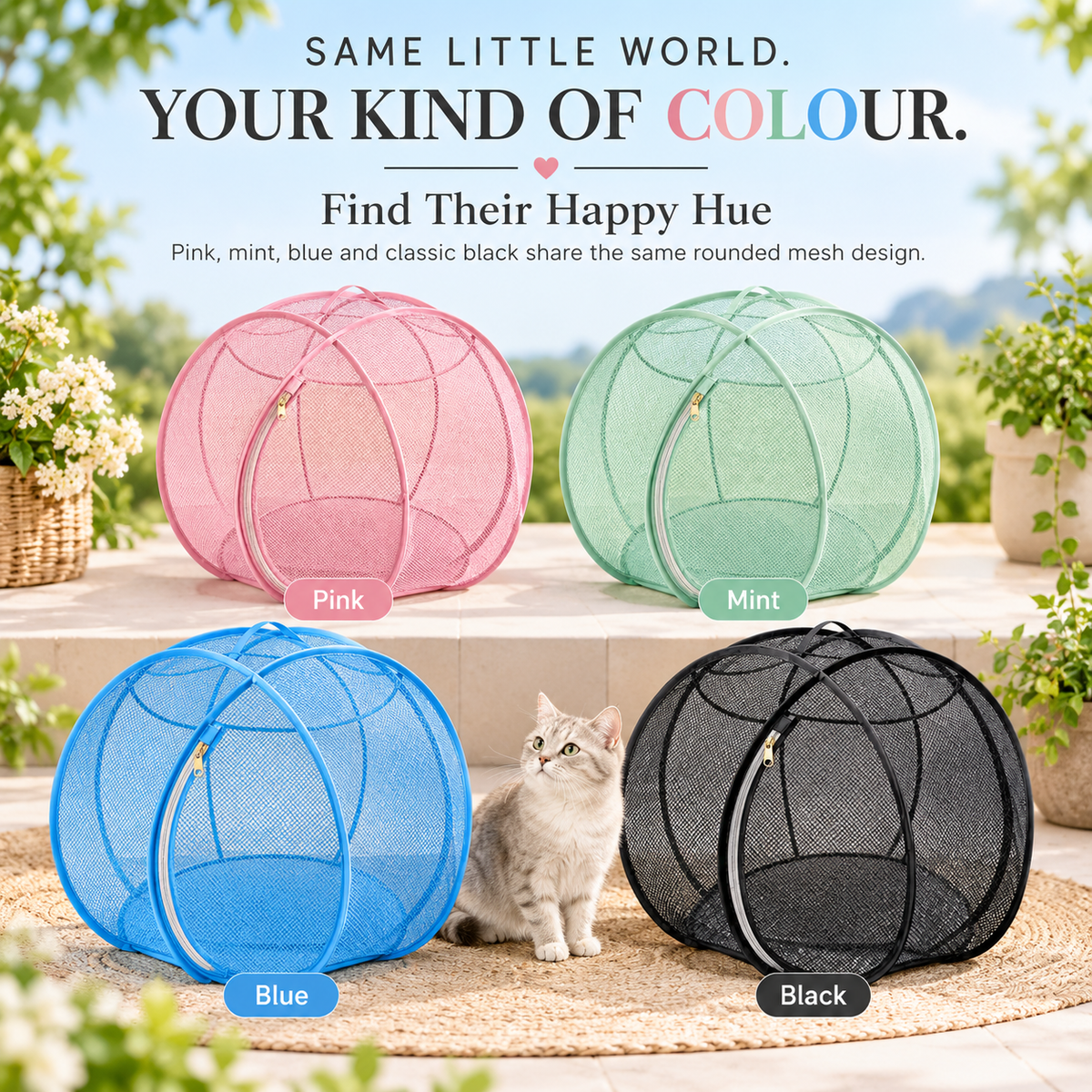 🐱 Pop Up Cat Playpen – Portable Outdoor Cat Enclosure with Breathable Mesh