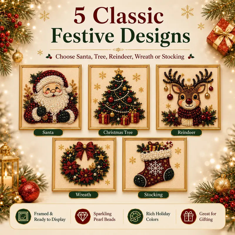 🔥 Limited-Time 49% OFF 🎅Christmas Diamond Art Kit 💎 3D Pearl Bead Painting for Holiday Décor & Gifts