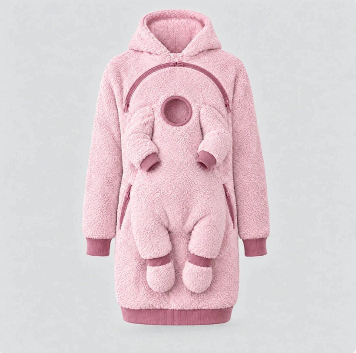 🧸 Cozy Sherpa Baby Pouch Hoodie – Keep Your Little One Close