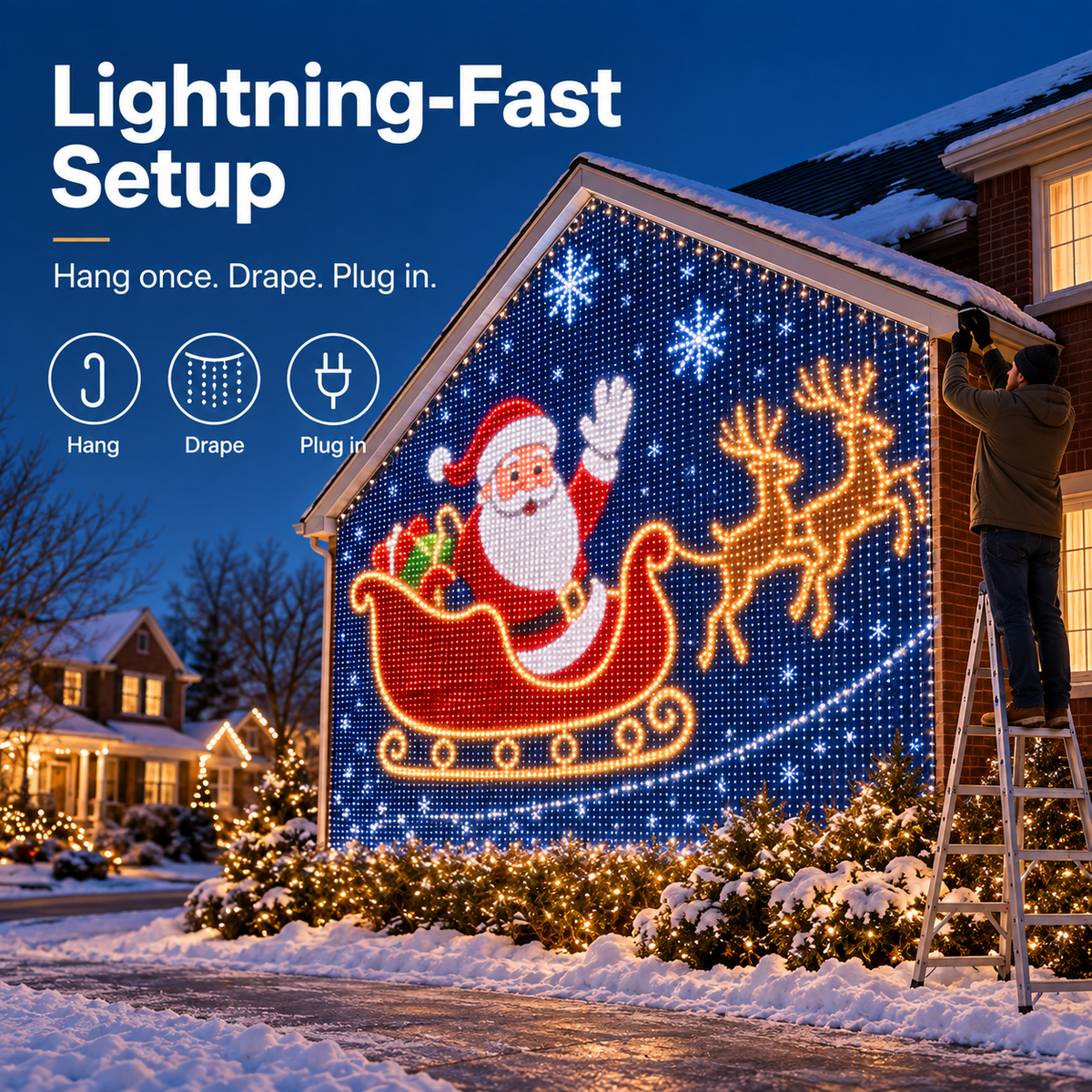 🎄✨Christmas LED House Net & Smart Outdoor Wall Curtain Light