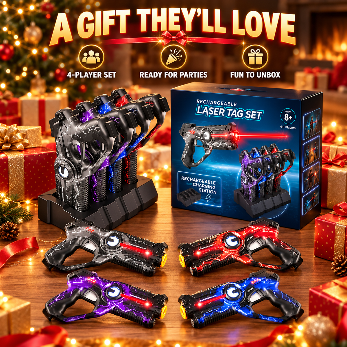 π₯ 50% OFF Rechargeable Laser Tag Set π 4 Player Battle Game For Family & Friends Indoor Fun