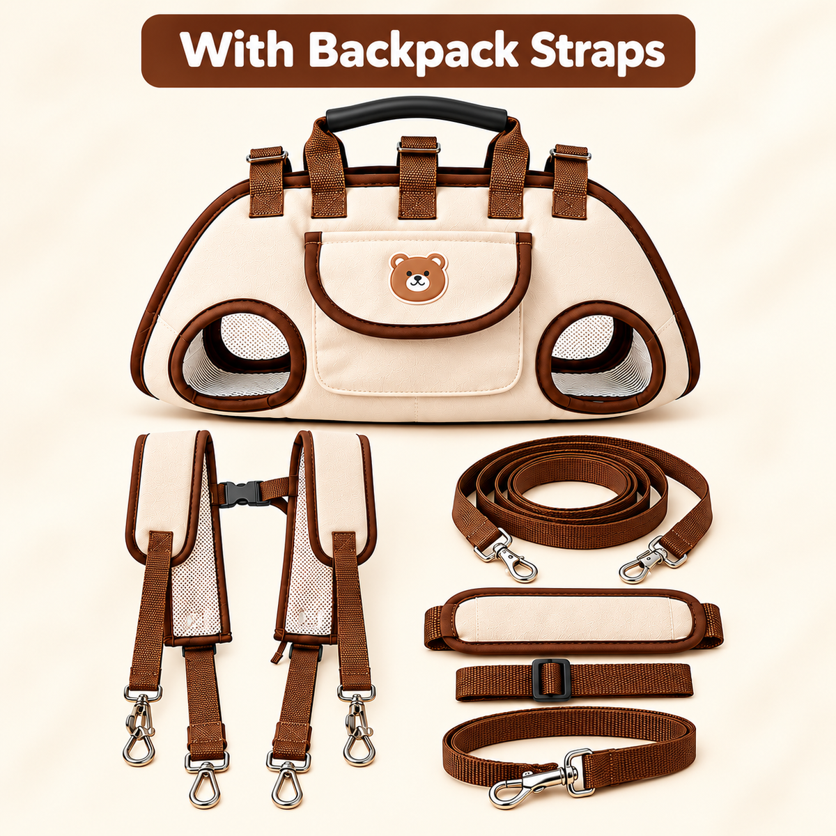 🐾 Pet Carrier Bag with Leash | 3 Carrying Styles for Cats & Small Dogs