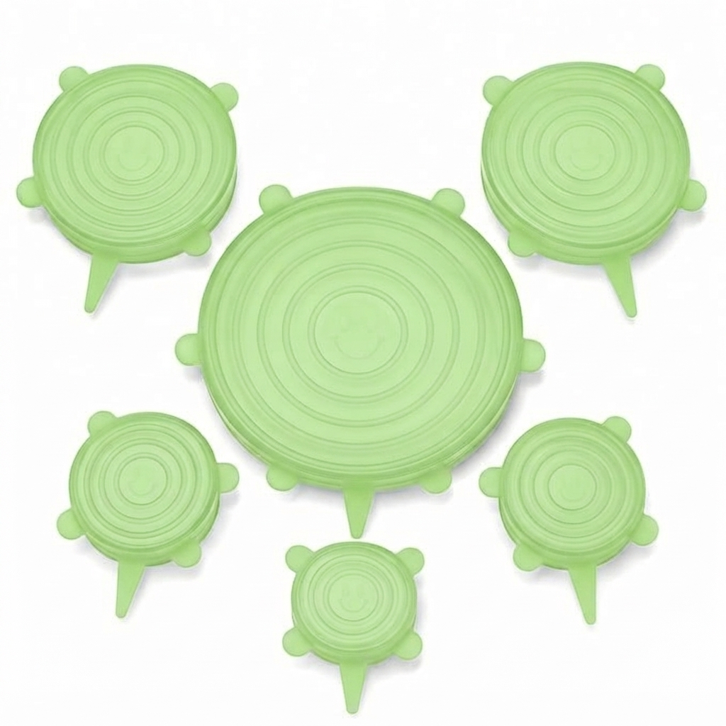 🥗 6-Pack Silicone Stretch Lids – Reusable♻️, BPA-Free & Leak-Proof Covers for Bowls, Pots, Cups & Fruits