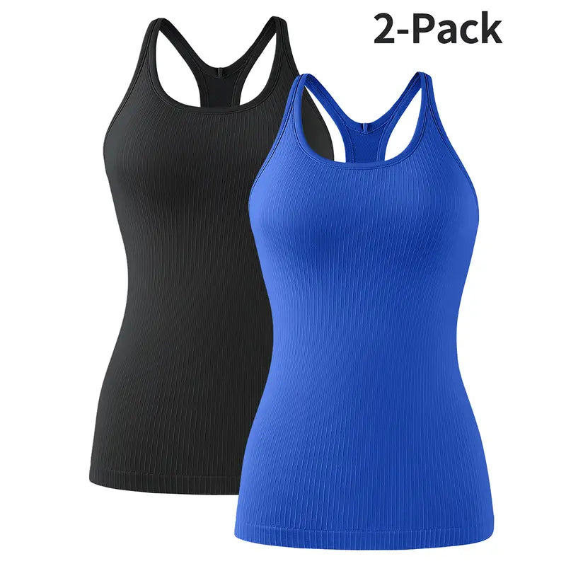 ✨🔥Ribbed Workout Tank Top with Built-In Bra