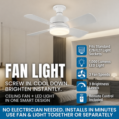🌀+💡Remote Controlled Socket Ceiling Fan & Light