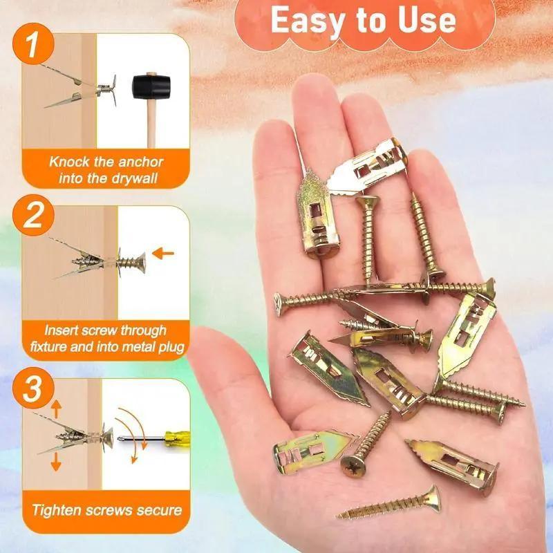 🔥LAST DAY 49% OFF🔥🔩No‑Drill Metal Drywall Anchors Kit | Heavy Duty Wall Expansion Screws