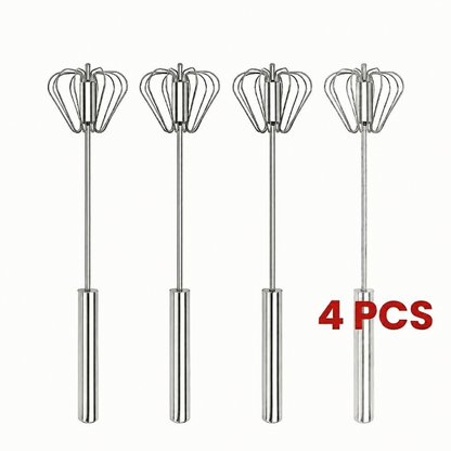 🥚☕Stainless Steel Hand-Push Rotary Whisk, Food-Grade Rust-Resistant Kitchen Utensil with Sturdy Riveted Construction.
