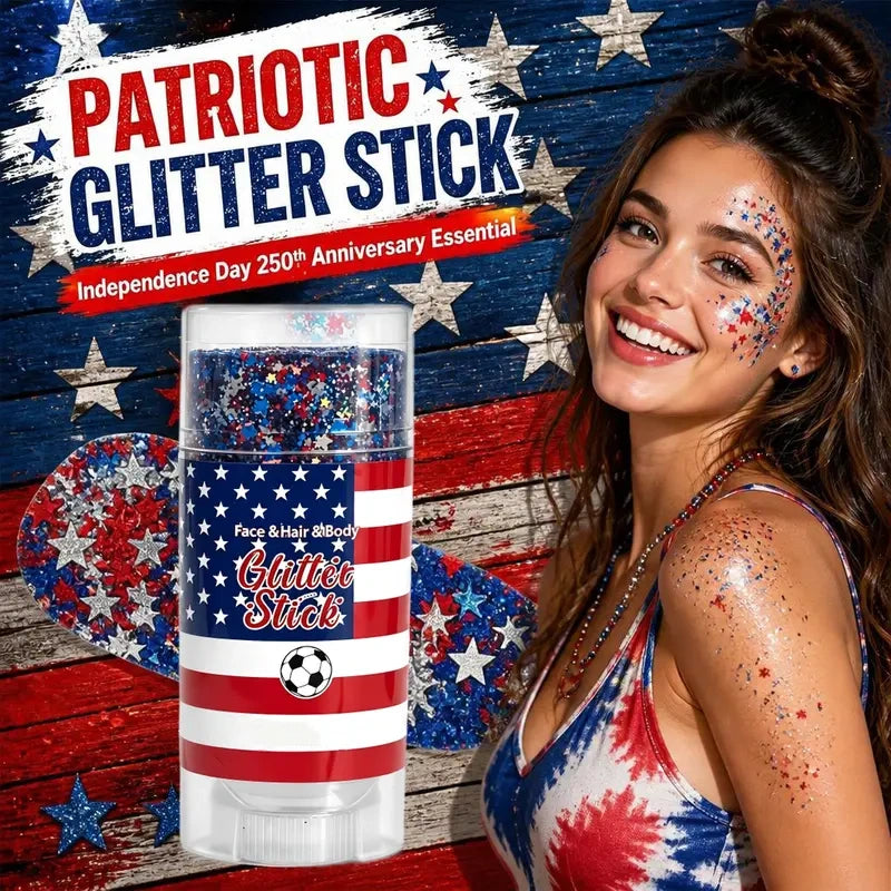 3-in-1 Patriotic Glow😍✨Red, White & Blue Glitter Body Stick