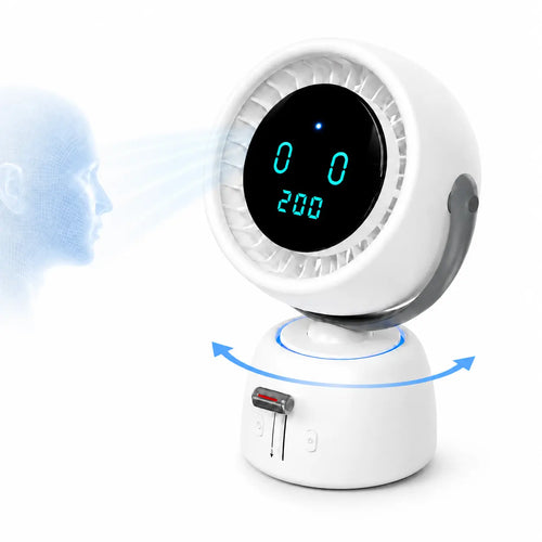 🌀Smart Head Tracking Fan ✨ Rechargeable 200-Speed Personal Cooling Fan with Ambient Light