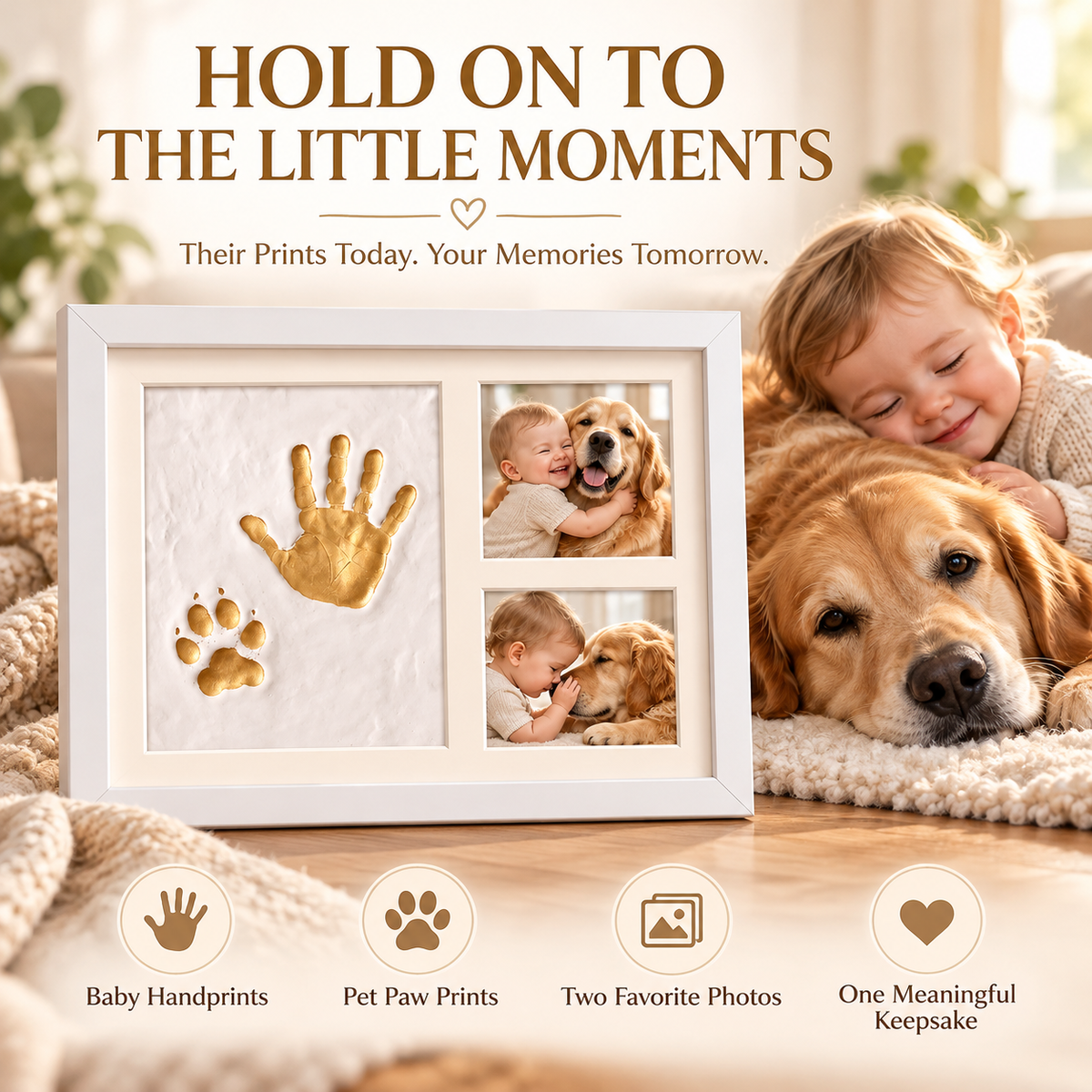 Baby & Pet Paw Print Keepsake Kit – Personalized Handprint & Photo Memory Frame