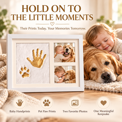 Baby & Pet Paw Print Keepsake Kit – Personalized Handprint & Photo Memory Frame