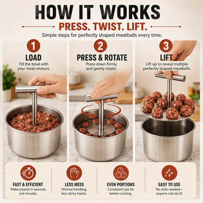 🔥 49% OFF Limited-Time Deal | 🍝 Stainless Steel Multi-Meatball Maker – Make 6 or 12 at Once