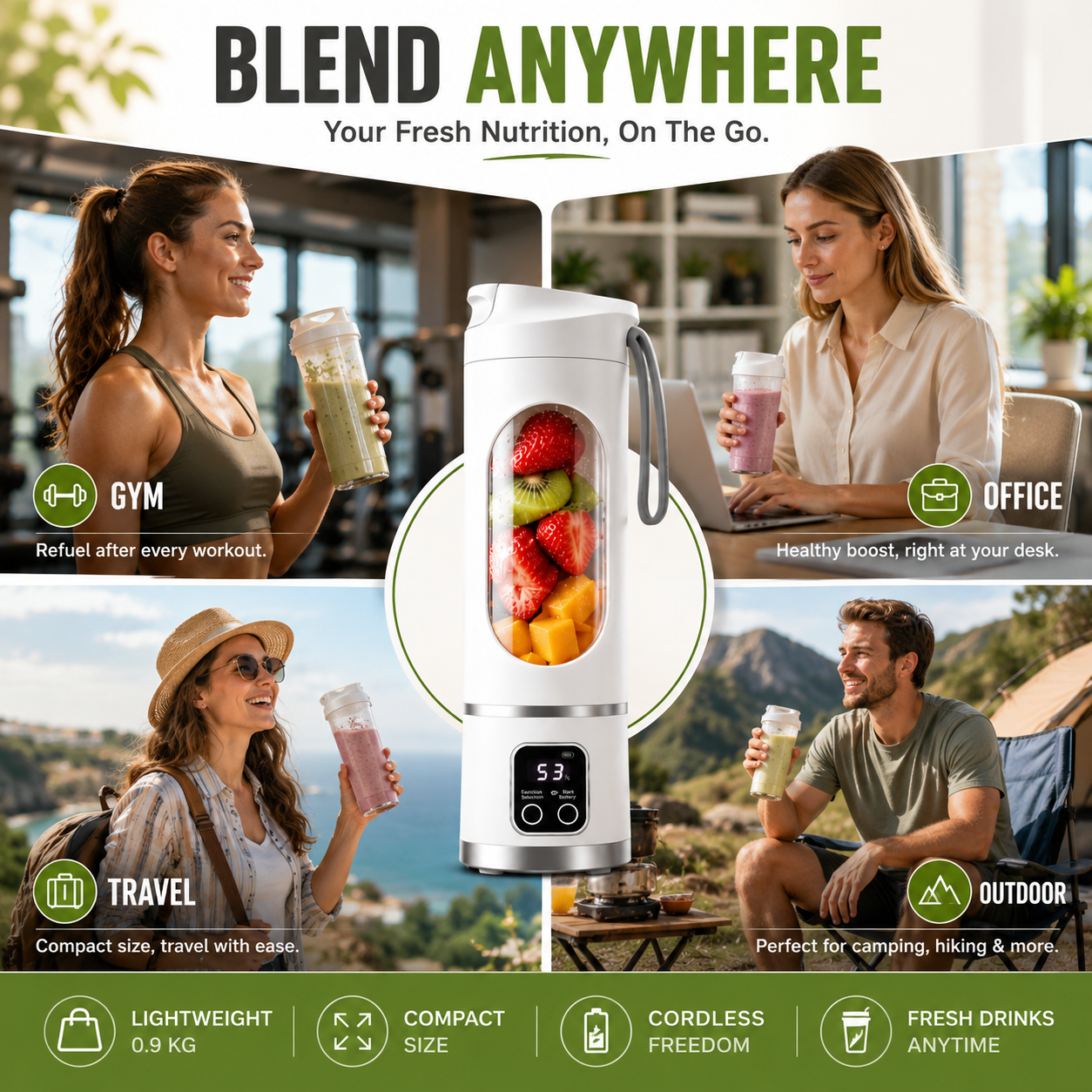 🔥Limited-Time 50% OFF🔥Portable USB Blender with LED Display - Perfect for Smoothies & Juices