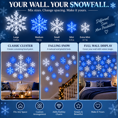 💙 WINTER WONDERLAND FAVORITE | Blue & White LED Snowflake Lights 12Pcs Set – Christmas Wall Decor for Living Rooms & Bedrooms