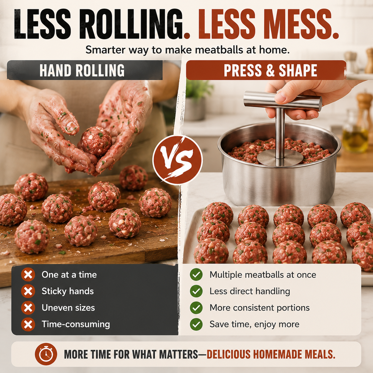 🔥 49% OFF Limited-Time Deal | 🍝 Stainless Steel Multi-Meatball Maker – Make 6 or 12 at Once