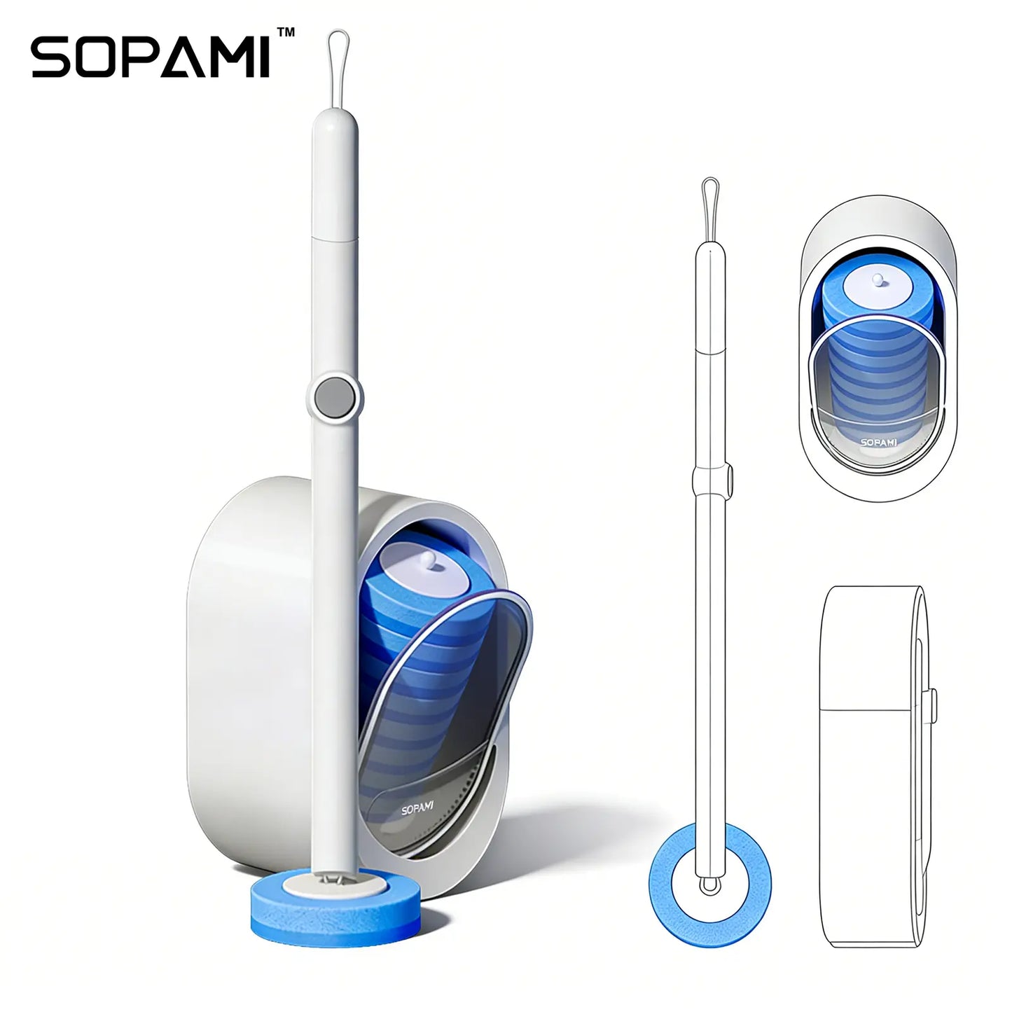 Disposable Toilet Brush Kit - 8/32 Refill Heads & Holder, Rotating No-Touch Deep Cleaner