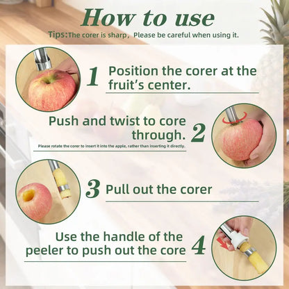 🔥Buy 1 Get 1 Free🔥2 in 1 Apple Corer and Peeler, Stainless Steel Fruit Corer