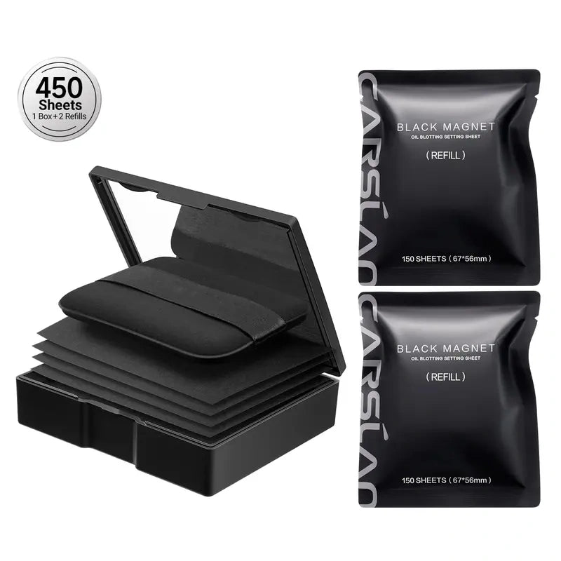 Black Magnet Oil Blotting Setting Sheet - 2 in 1