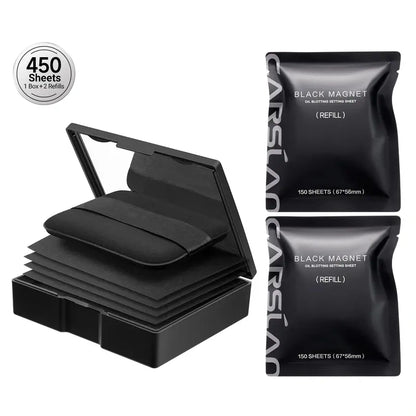 Black Magnet Oil Blotting Setting Sheet - 2 in 1