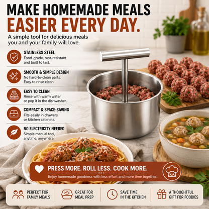 🔥 49% OFF Limited-Time Deal | 🍝 Stainless Steel Multi-Meatball Maker – Make 6 or 12 at Once