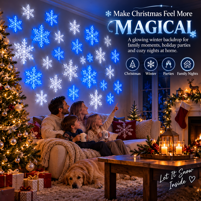 💙 WINTER WONDERLAND FAVORITE | Blue & White LED Snowflake Lights 12Pcs Set – Christmas Wall Decor for Living Rooms & Bedrooms