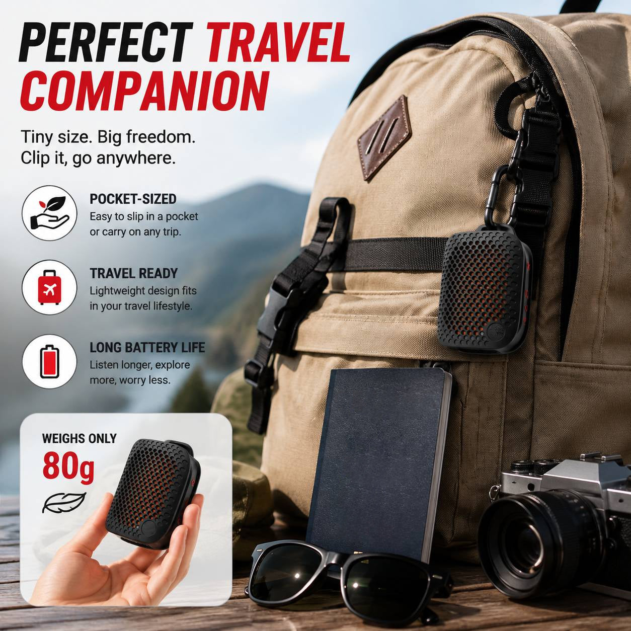 🏃 Outdoor Clip-On Bluetooth Speaker | Waterproof Speaker for Running & Cycling