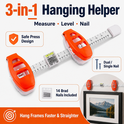 ⏳🔥 49% OFF Today Only | 🖼️ 3-in-1 Hanging Helper – Measure, Level & Nail with Precision 🛠️✨