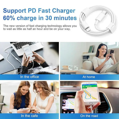 2-Pack 20W PD USB-C Fast Charger & 6FT Cable for iPhone