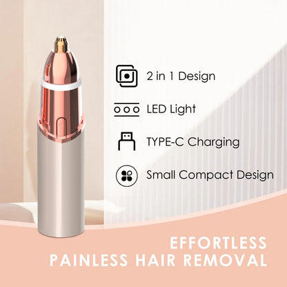 🔥LAST DAY 49% OFF🔥💆‍♀️ 2 in 1 Facial & Eyebrow Hair Trimmer, Painless Electric Shaver for Women