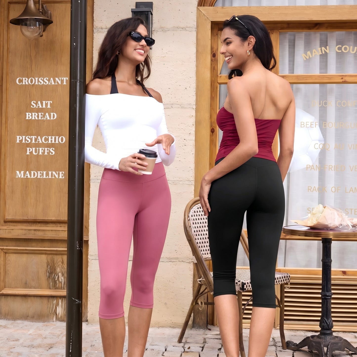 Womens Workout Capri Leggings 17" No Front Seam High Waisted Hidden Scrunch Gym Yoga Pants