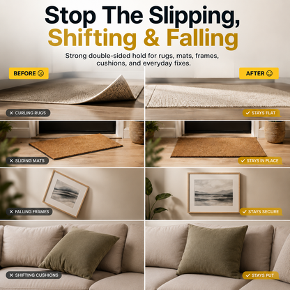 🔥 Limited-Time 49% OFF-💪Heavy Duty Double Sided Tape💧 Waterproof, No Residue Carpet Rug Tape