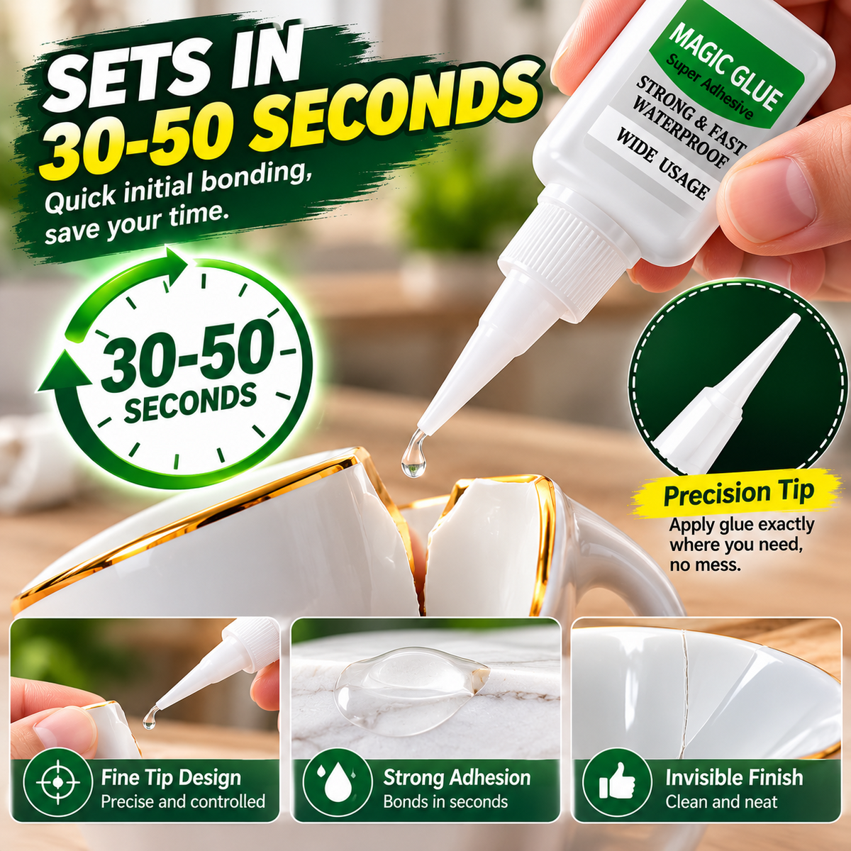 🔥 Limited-Time 49% OFF💪 Magic Super Glue 4-Pack | Instant Bond with Precision Tips