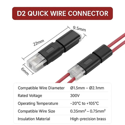 🔥 Limited-Time 49% OFF |⚡ D2 Quick Wire Connector 🔌 2-Pin No-Strip Electrical Terminal