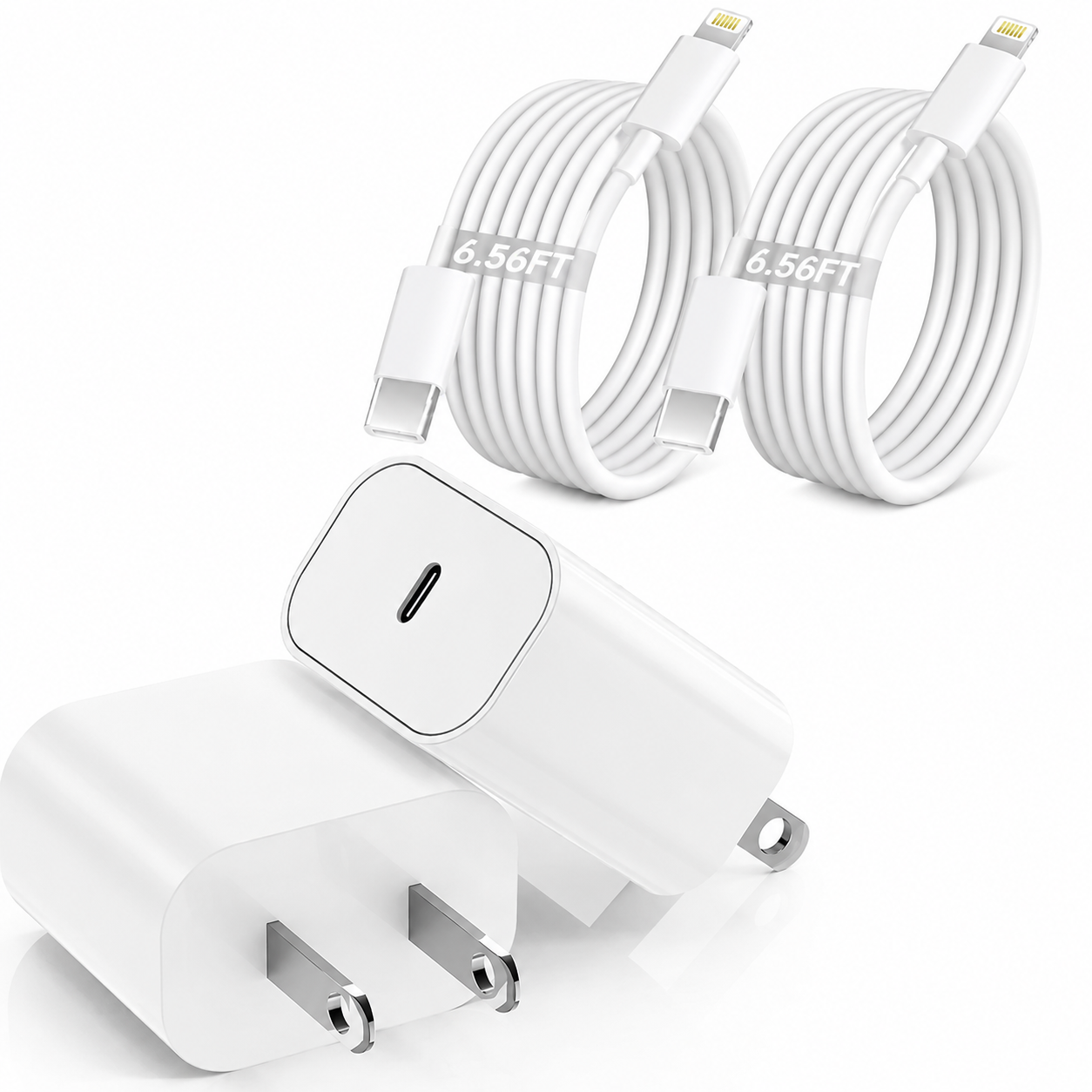 🔥LAST DAY 49% OFF🔥🔌 2-Pack 20W USB-C PD Fast Charger Set ⚡ 6.56 FT Long Charging Cable