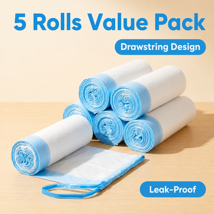 🔥LAST DAY 49% OFF🔥🗑️Drawstring Trash Bags 45×50cm ✨Heavy‑Duty Leak Proof Garbage Bags 75/150‑Count