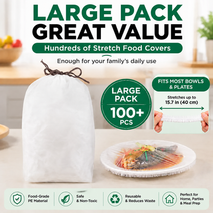 🔥LAST DAY 49% OFF🔥🍽️ Elastic Stretch Bowl Covers 🔁Disposable Microwave Safe Food Storage Covers
