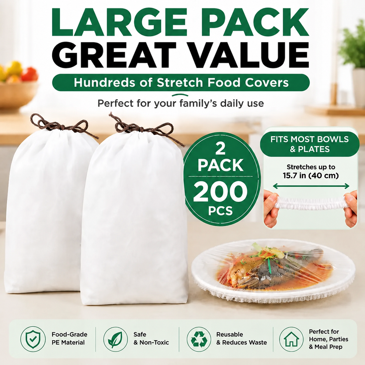 🔥LAST DAY 49% OFF🔥🍽️ Elastic Stretch Bowl Covers 🔁Disposable Microwave Safe Food Storage Covers