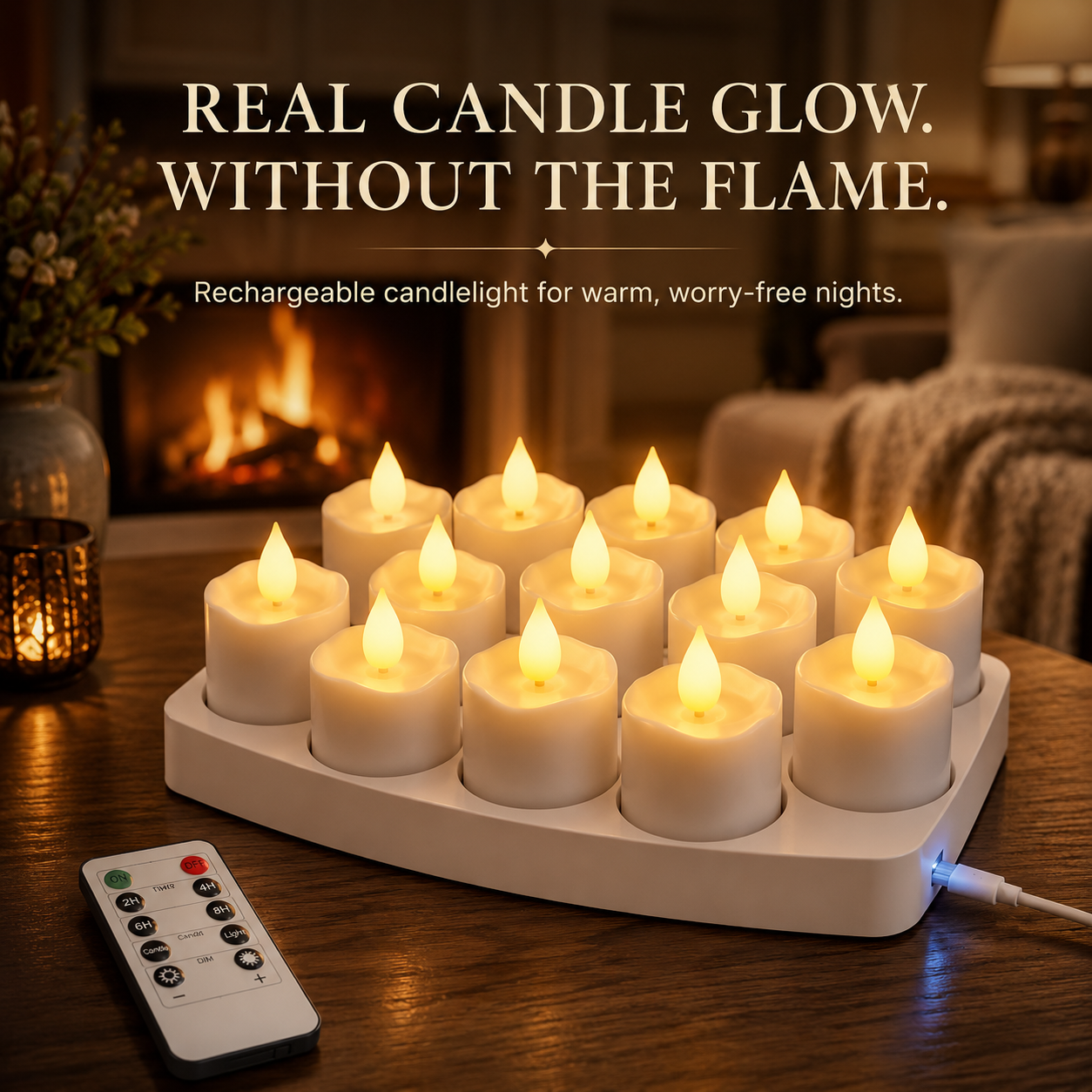 🔥Today Only: 49% Off 🕯️Rechargeable Flameless LED Candles with Remote, Timer & Charging Base🏡💛