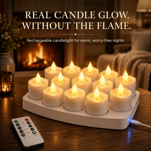 🔥Today Only: 49% Off 🕯️Rechargeable Flameless LED Candles with Remote, Timer & Charging Base🏡💛