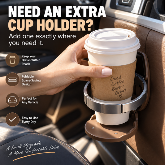 🚗 Universal Foldable Car Cup Holder – Space-Saving Drink & Phone Holder
