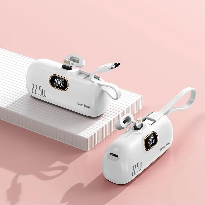🪫→🔋No More Extra Cables! 5000mAh Mini Capsule 22.5W Fast Power Bank