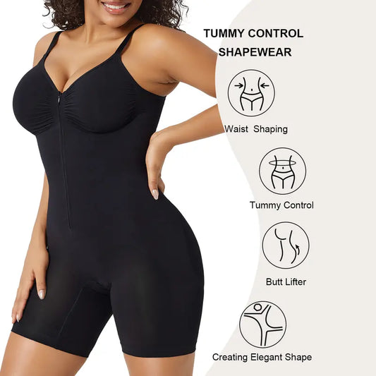 🔥Hot Sales ✨Zip-Up Tummy Control Bodysuit💨Ultra Stretch Breathable Mesh Body Shaper🩱