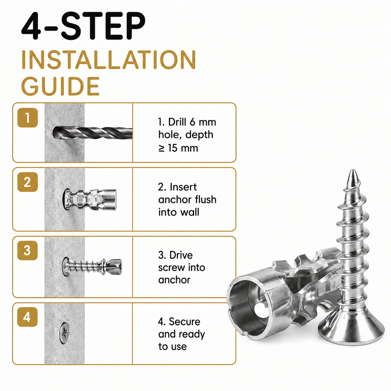 🔥Limited-time 49% off🔥🔩60PCS 6×14mm Hinge Repair Expansion Anchors for Loose Cabinet Doors