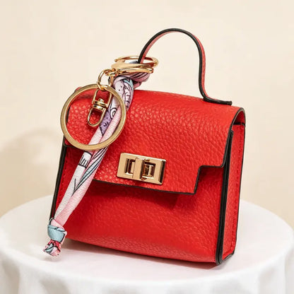 Hot Sales 🔥👜Mini Square Bag Pendant Keychain💕 - High Quality Leather with Colorful Strap