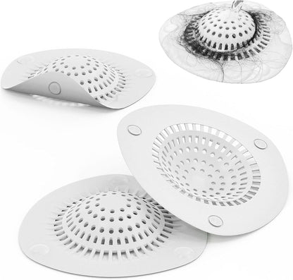 🔥LAST DAY 49% OFF🔥🚿 Convex Silicone Hair Catcher 🧼 with Suction Cups, Reusable Drain Filter