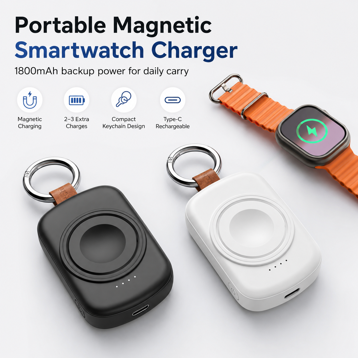 🔥Limited-time 49% off🔥 1800mAh Portable Magnetic Smartwatch Charger 🔋⌚Wireless Power Bank