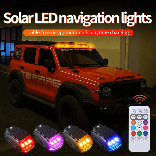 Solar Car Roof RGB Strobe Light | Magnetic Warning Light