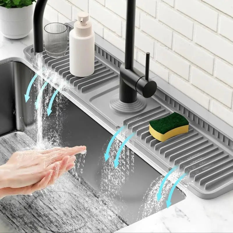 📢LAST DAY 49% OFF🔥🚰Silicone Sink Faucet Splash Guard Mat | 7° Slope Self Draining Foldable Kitchen Counter Mat