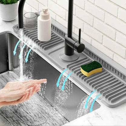 📢LAST DAY 49% OFF🔥🚰Silicone Sink Faucet Splash Guard Mat | 7° Slope Self Draining Foldable Kitchen Counter Mat